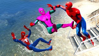 GTA 5 Colorful Spiderman Building Fight JumpsFails RagdollsFunny Moments Ep 14 [upl. by Ardnued]