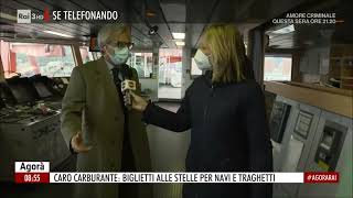 Caro carburante biglietti alle stelle per navi e traghetti  Agorà Rai3  ed 31032022 [upl. by Ohce87]