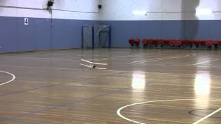 RC Biplane indoor flying at Sports Center [upl. by Ahsiekat]