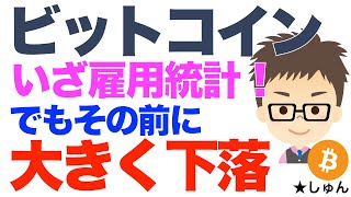 ビットコイン（BTC）！今晩いざ雇用統計！でもその前に大きく下落！ [upl. by Eastman]