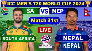 Nepal vs South Africa 31st Match  NEP vs SA 31st T20 Live Score amp Commentary World Cup 2024 [upl. by Lawtun]