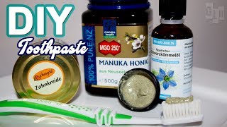 Zahnpasta selber machen  Manukka Honig Schwarkümmelöl Zahnkreide  Naturkosmetik vegan [upl. by Yrreb]