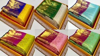 Pure Kanchipuram silk pattu sarees with priceWedding collectionJhanvika Fashions amp Vlogs [upl. by Cori]