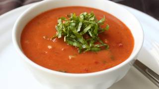 Gazpacho Recipe  Cold Tomato Cucumber Pepper Soup [upl. by Knowling974]