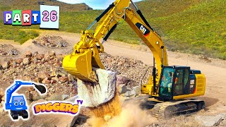 Huge Diggers For Kids  Scooping Digging Loading amp More [upl. by Lapo]