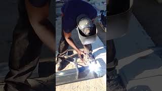 Stick welding 2 lip channels to make a roofing King beamyoutuber diy shorts [upl. by Jacynth257]