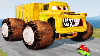 Crazy Escape From The Giant Tow Mater Cars Monsters Eater VS Lightning McQueen Beamng Drive 332 [upl. by Annayrb]