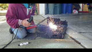 Welding attempt with 312 volt batteries and jumper cables [upl. by Nomrej]