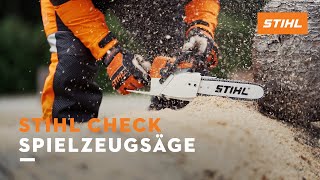 STIHL Check Spielzeugsäge die leichteste Motorsäge im STIHL Sortiment [upl. by Pelagi]