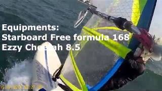 Ezzy Cheetah 85 Starboard Free Formula Practice getting into foot straps Medium wind [upl. by Asenab376]