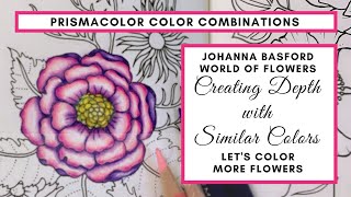 HOW TO COLOR A FLOWER  Johanna Basford World of Flowers  Prismacolor Combinations [upl. by Sivi]