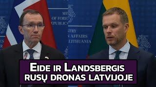 Rusiškas dronas Latvijoj Lietuvos ir Norvegijos užsienio reikalų ministrų spaudos konferencija 😎 [upl. by Housum]