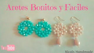 Aretes fáciles y rápidos🌼 quick and easy earrings with crystals [upl. by Ahsilef616]