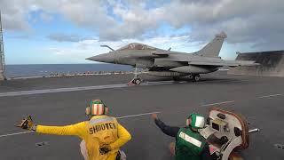 French Rafale fighter jets operate with USS George HW Bush [upl. by Adalie]