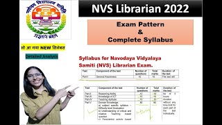 NVS Librarian New Syllabus 2022  NVS Librarian Recruitment  NVS Complete Exam Pattern [upl. by Llennol187]