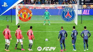 FC 24  Ronaldo Haaland Rashford vs Messi Neymar Mbappe  Man United vs PSG  Penalty Shootout  PS5 [upl. by Laurinda852]