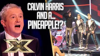 Calvin Harris crashes Jedward performance with PINEAPPLE  Live Show 6  Series 6  The X Factor UK [upl. by Aitenev130]