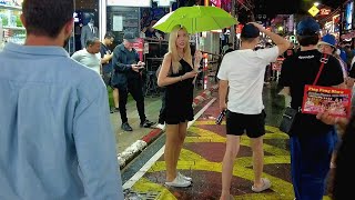 Thai Supermodel Girl hiding from rain Thai Ladyboy banglaroad phuket ladyboy [upl. by Roxine]