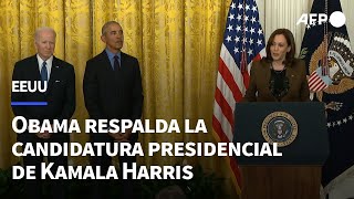 Obama respalda la candidatura presidencial de Kamala Harris  AFP [upl. by Akered]