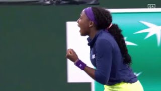 Coco Gauff sick 🤒 saves 3 match points and double break vs Maria Sakkari WTA Tennis Indian Wells [upl. by Wharton783]