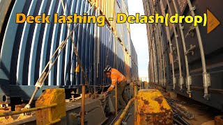 Container Ship Deck Lashing  DelashDrop  Longshore Lashers [upl. by Beryle]