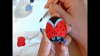 Come dipingere coccinella sul sasso Corso di pittura per bambini Rock painting [upl. by Oicnoel]