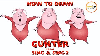 How to Draw Gunter from Sing 2 Step by Step [upl. by Eiramanig]