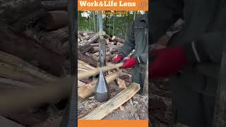 A coneshaped log splitter efficiently splits logs focusing force for tough wood ideal for firewood [upl. by Venterea377]