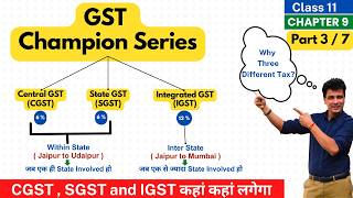 CGST SGST and IGST क्या है GST Champion Series  Goods amp Services Tax  Class 11 Accounts  Part 3 [upl. by Bleier]