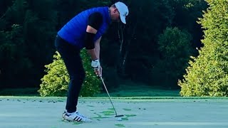 a great golf putt in sunshine and wet green Bad Waldsee Golf [upl. by Eihs579]