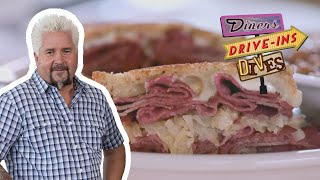 Guy Fieri Eats a Hot Pastrami Sandwich  Diners DriveIns and Dives  Food Network [upl. by Hezekiah]