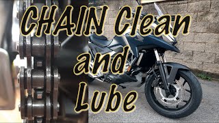 How to Clean and Lube the Chain with Gear Oil Honda NC750X [upl. by Notsud]