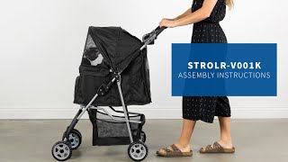 STROLRV001K Four Wheel Pet Stroller Assembly by VIVO [upl. by Ayom893]