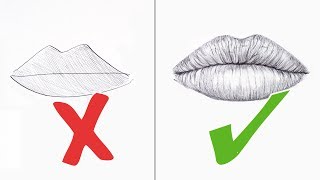 DOs AND DONTs  How To Draw Realistic Lips  Ballpoint Pen  DeMoose Art [upl. by Akineg]