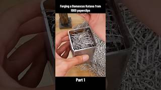 1000 paperclips Knife Part 1  craftsman welding forging making machine steel wood damascus [upl. by Eicyal]