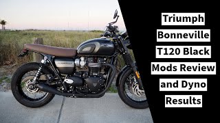 Triumph Bonneville Mods and Dyno Results including British Customs Slip Ons amp CatDelete X Pipe [upl. by Valerlan666]