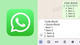 WhatsApp New Text Formatting tricks  Code Blocks Quote Blocks Bullets Numbering [upl. by Ecnerwaled900]