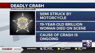 Brillion woman dies in motorcyclesemi crash [upl. by Nirrad]