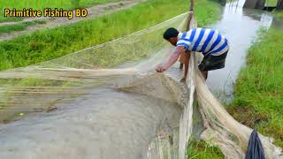 Fish Catching By Net After Raining। Boy Catch Fish After Raining। [upl. by Bate592]