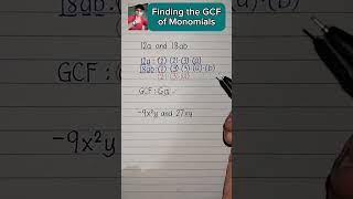 Finding the GCF of Monomials mathshorts maths canyouanswer canyousolve [upl. by Gypsy]