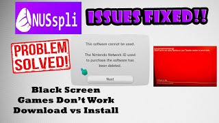 NUSSPLI ISSUES FIXED Black screengames dont work [upl. by Llerahs]