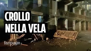 Scampia crollo alla Vela Celeste cede ballatoio Almeno un morto e feriti gravi [upl. by Lowney]