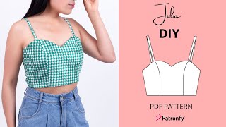 DIY Julia crop top  bustier pattern  Crop Top with sweetheart neckline [upl. by Remark34]