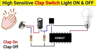 How to Make Clap Switch using 4017 IC  Light ON amp OFF  Science Project [upl. by Andriette515]