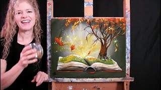 Learn How to Paint TURN THE PAGE TO AUTUMN with Acrylic  Paint amp Sip at Home Step by Step Tutorial [upl. by Klaus]