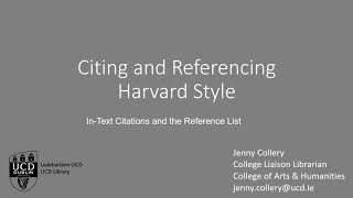 Citing and referencing using the Harvard Style [upl. by Artus]