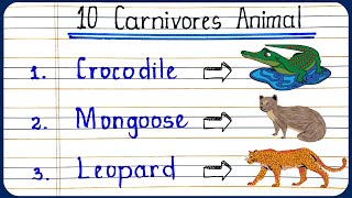 10 Carnivorous Animals Name  Carnivores Animals Name in English  Flesh eating Animals [upl. by Cecile]