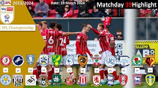 Highlights Summary Matchday39  EFL Championship 2324 29 March 2024 [upl. by Nwahsyt]