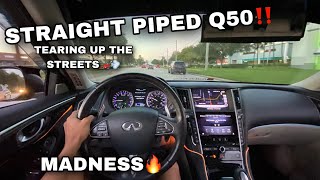 STRAIGHT PIPED Q50 DOING HARD PULLS‼️🔥 LOUD AF🏎️💨 [upl. by Chemar]