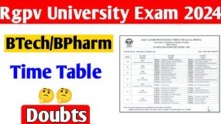 Rgpv BTechBPharm time table🧐  rgpv exam 2024 [upl. by Galven]